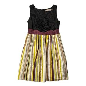 Anthropologie Burlapp Bold Striped Rosette Dress Sz Medium
